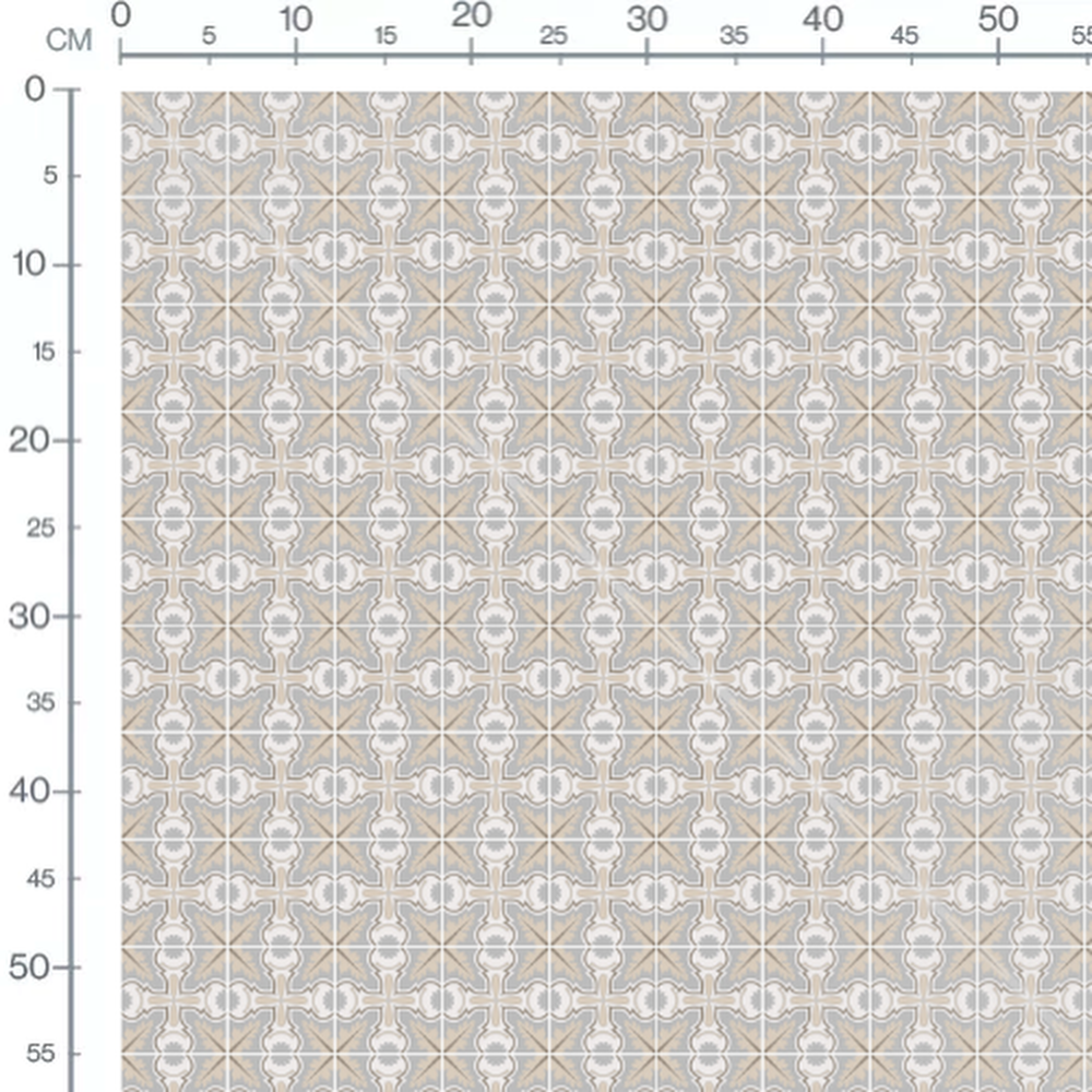 Tissu - Motif géométrique beige et bleu