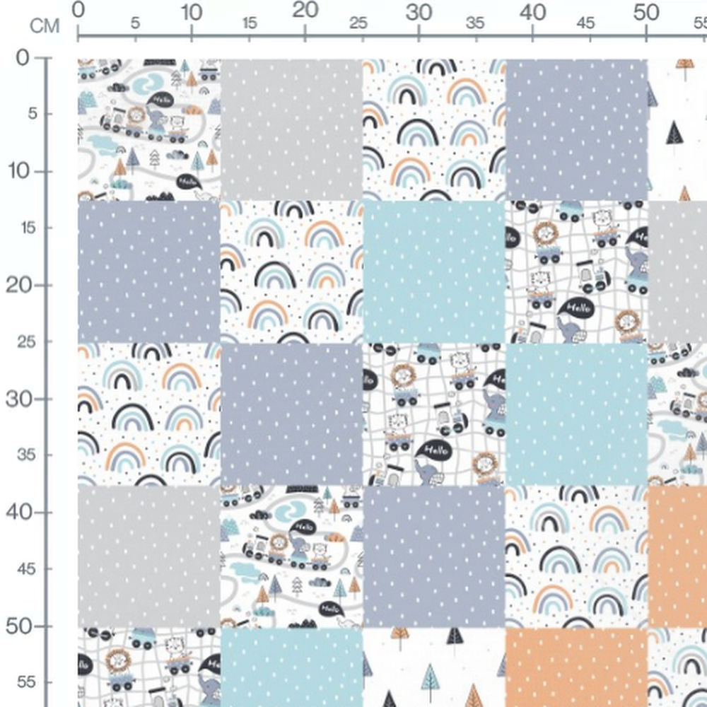 Tissu - Carrés géométriques colorés