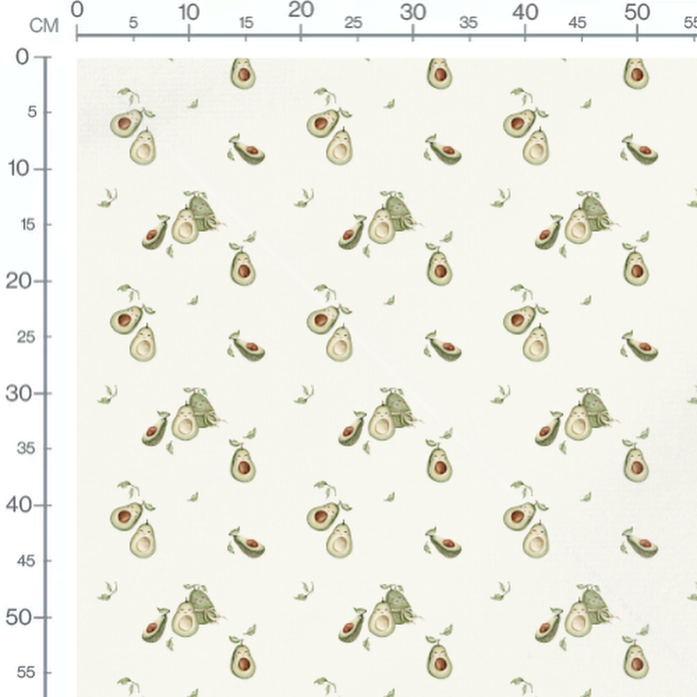 Tissu - Avocats joyeux et feuilles vertes