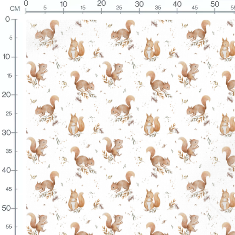 Tissu - Écureuils et feuillages