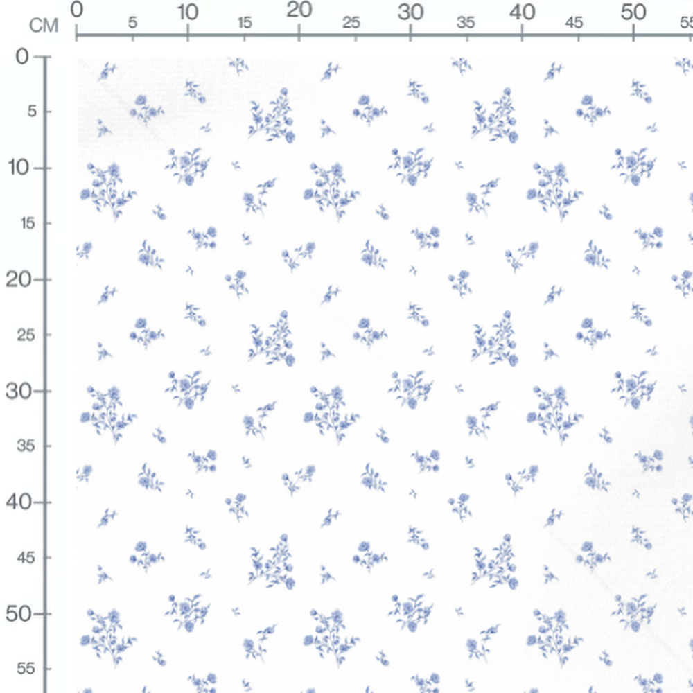 Tissu - Fleurs et bourgeons bleus
