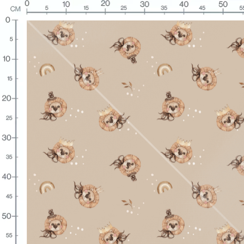 Tissu - Lions dorés et nœuds noirs