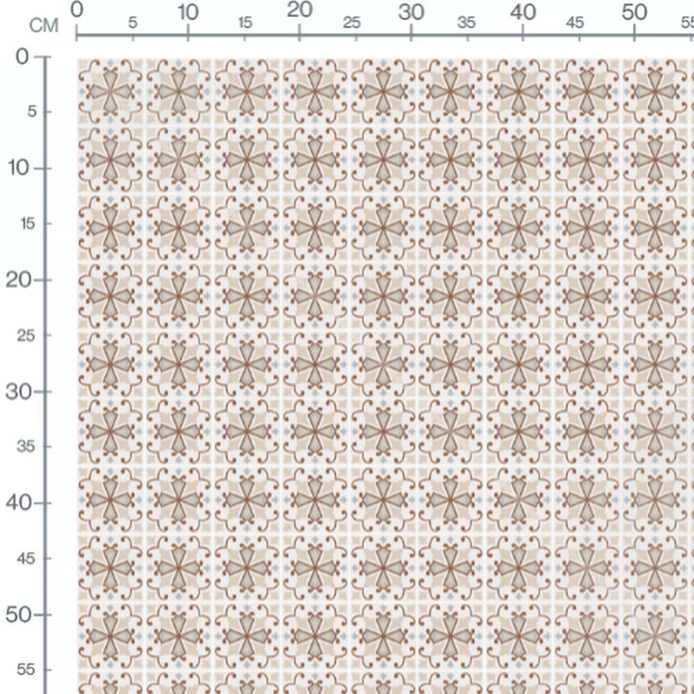 Tissu - Fleurs marron et beige géométriques
