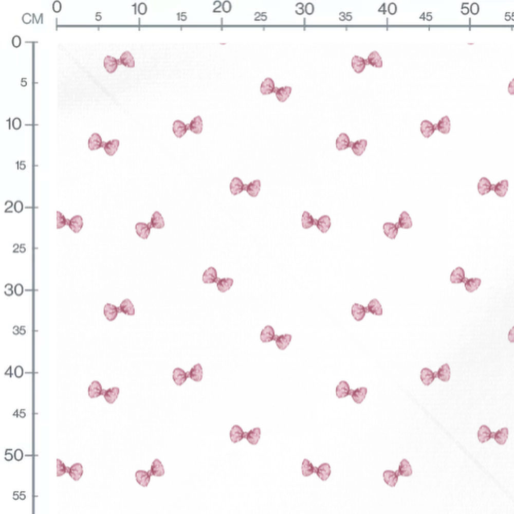 Tissu - Nœuds roses sur fond blanc