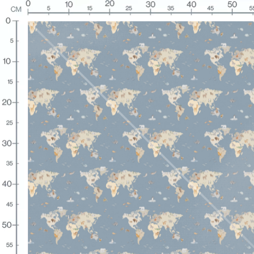 Tissu - Carte du monde animale