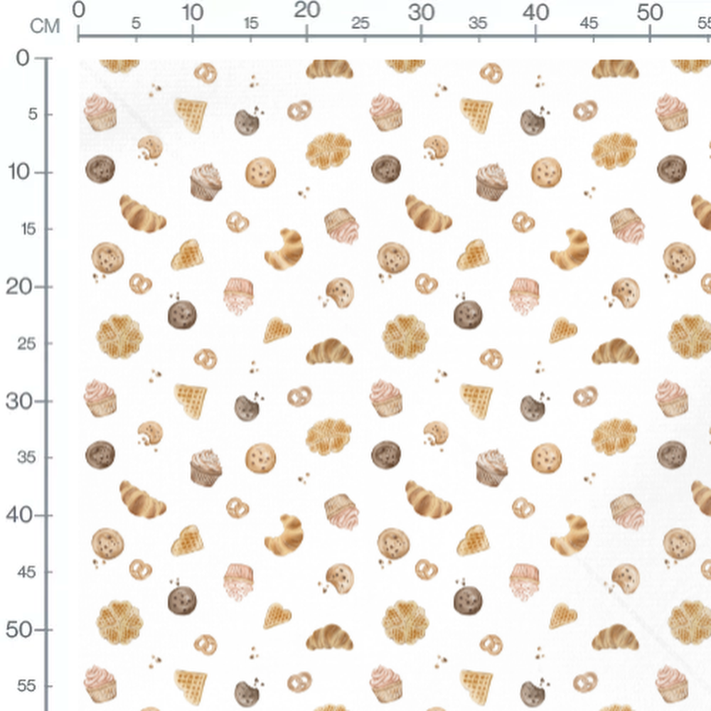 Tissu - Motif pâtisseries variées