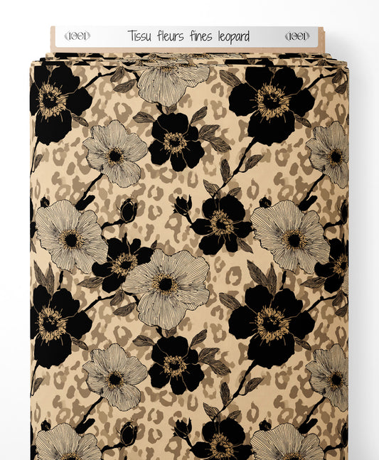 Tissu - fleurs fines leopard