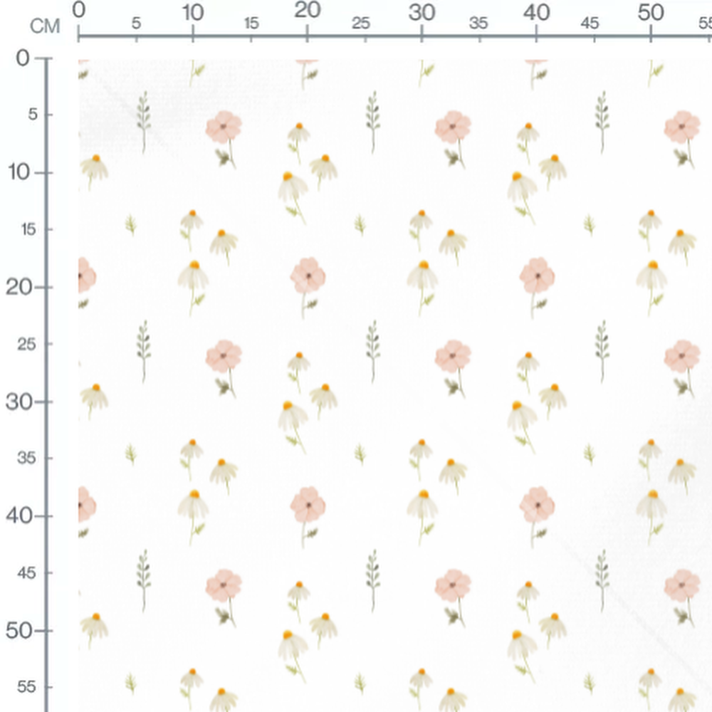 Tissu - Fleurs roses et blanches fines 2
