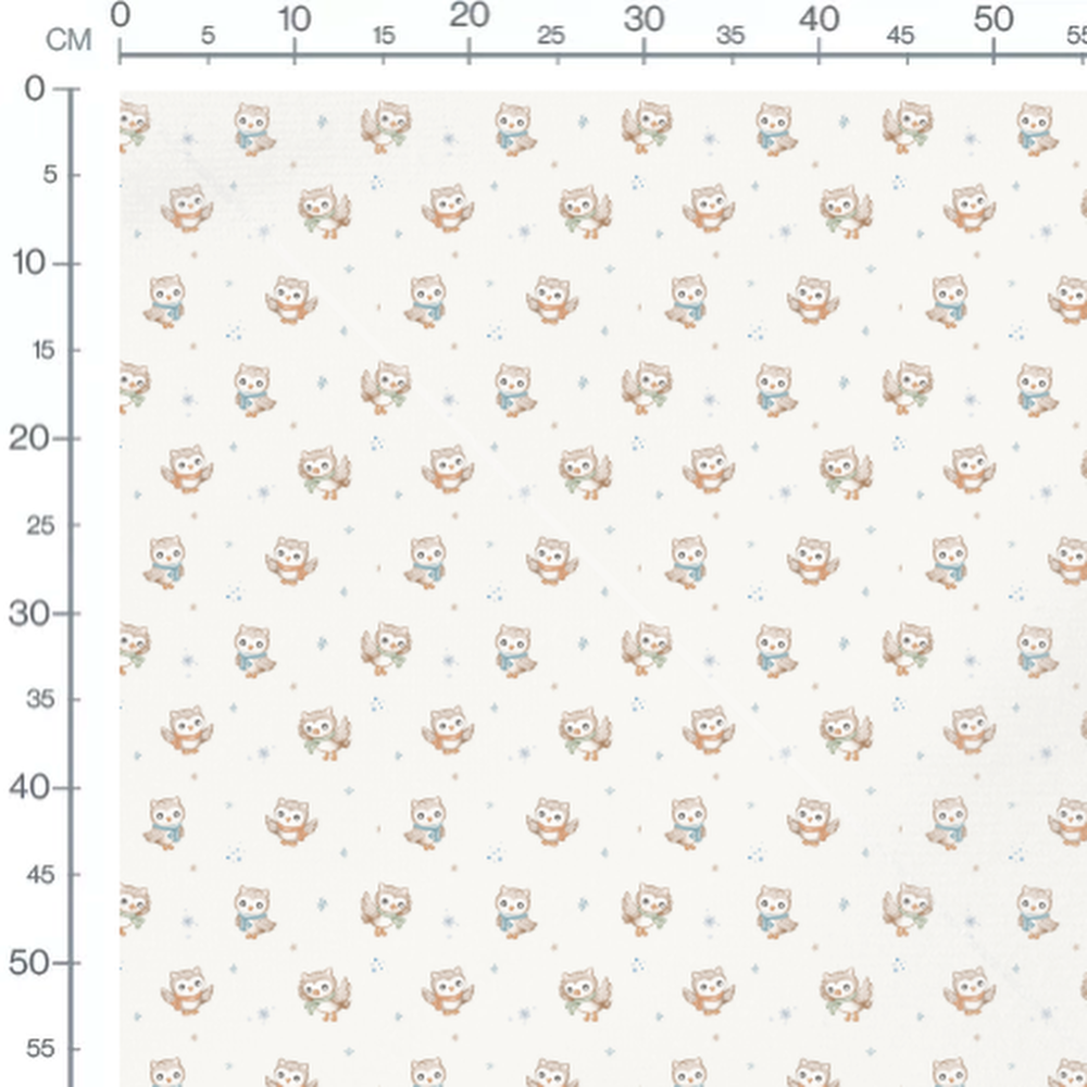 Tissu - Chouettes écharpes fond blanc