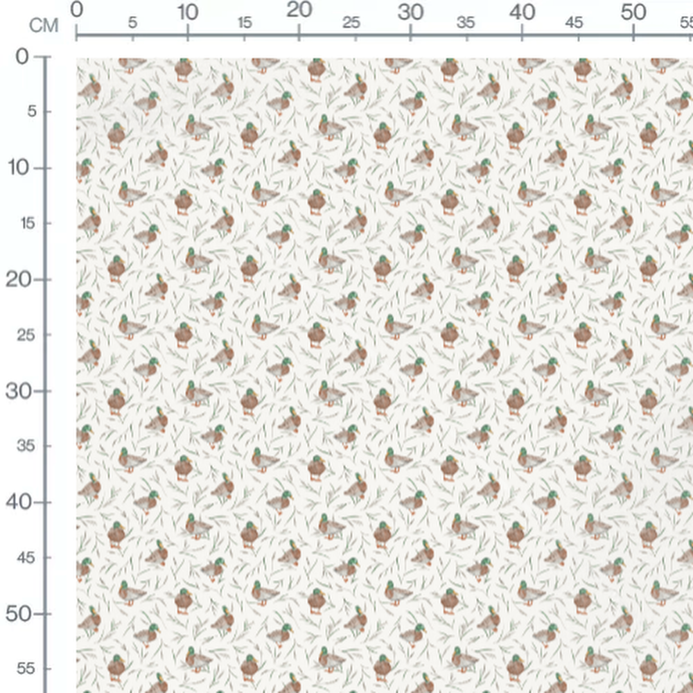 Tissu - Canards et herbes sauvages