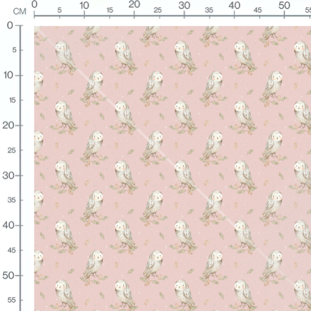 Tissu - Chouettes sur fond rose