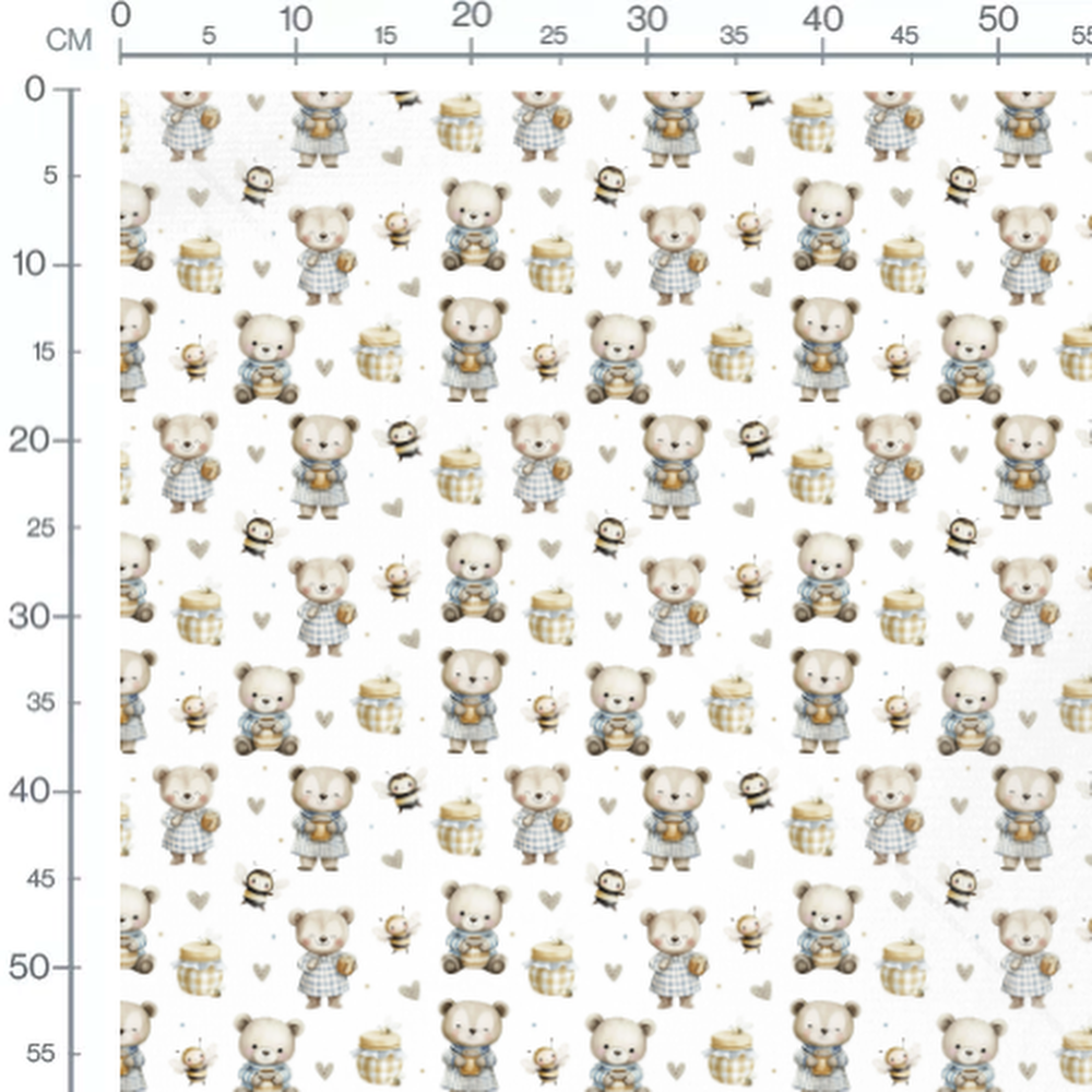 Tissu - Oursons et abeilles adorables