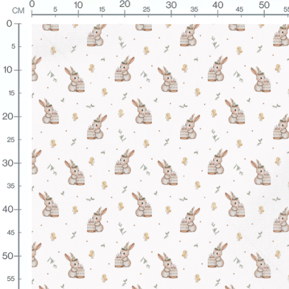 Tissu - Lapins et poussins festifs