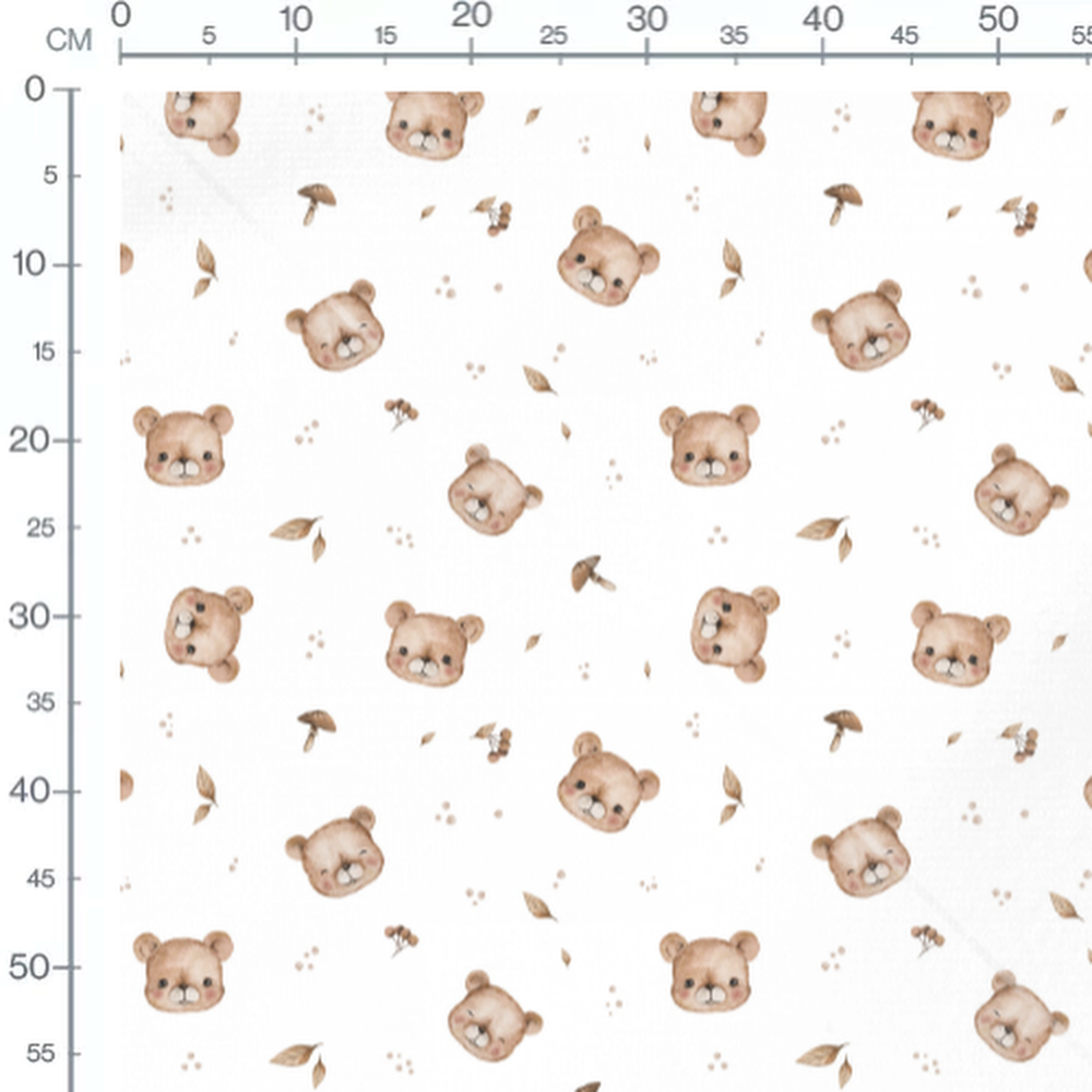 Tissu - Oursons bruns et baies naturelles