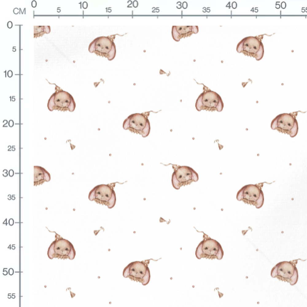 Tissu - Petits animaux chapeaux pointus