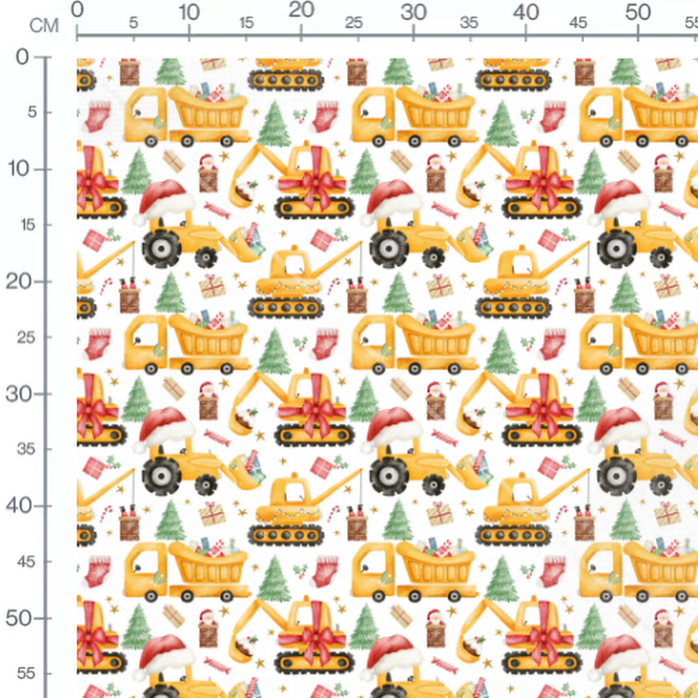 Tissu - Engins de chantier Noël