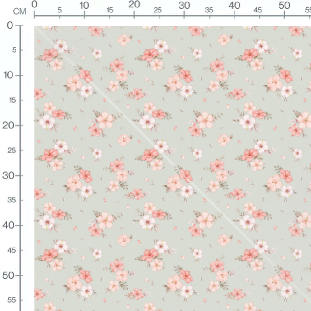 Tissu - Fleurs printanières sur vert