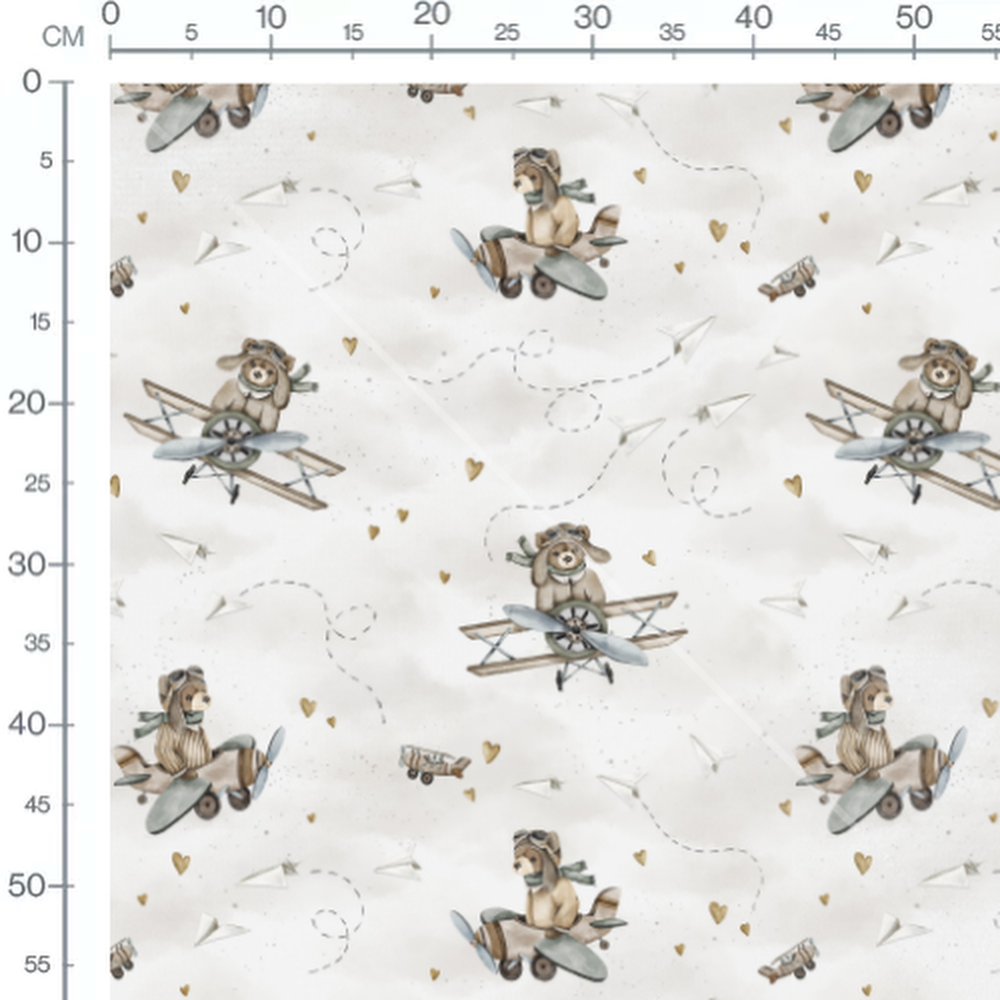 Tissu - Aviateurs sur fond blanc