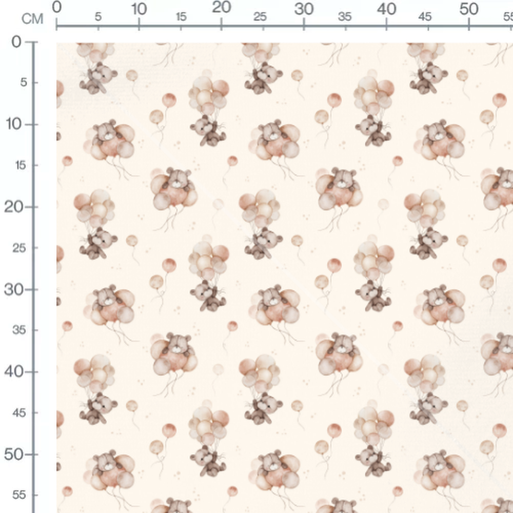 Tissu - Oursons et ballons pastel 2