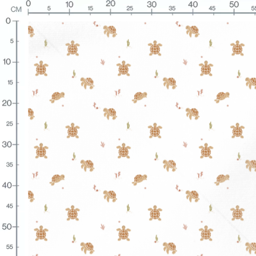 Tissu - Tortues et plantes marines