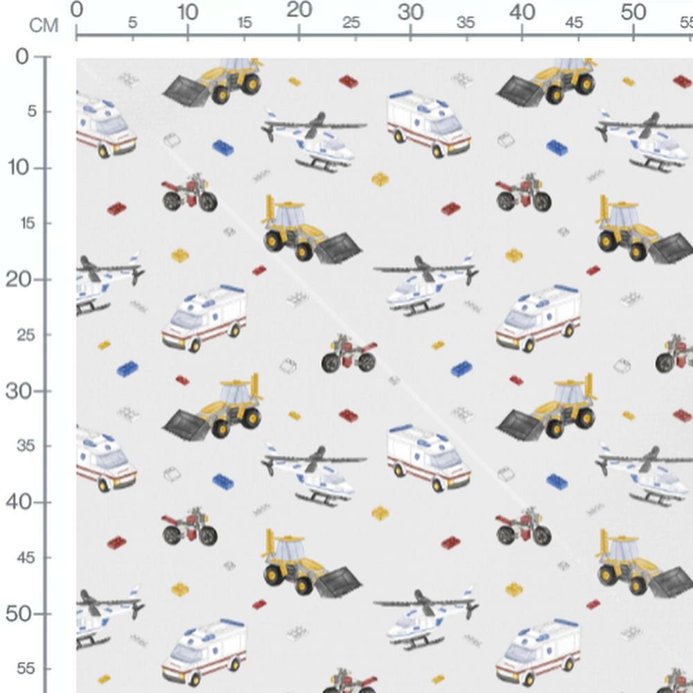 Tissu - Chantier et hélicoptères gris