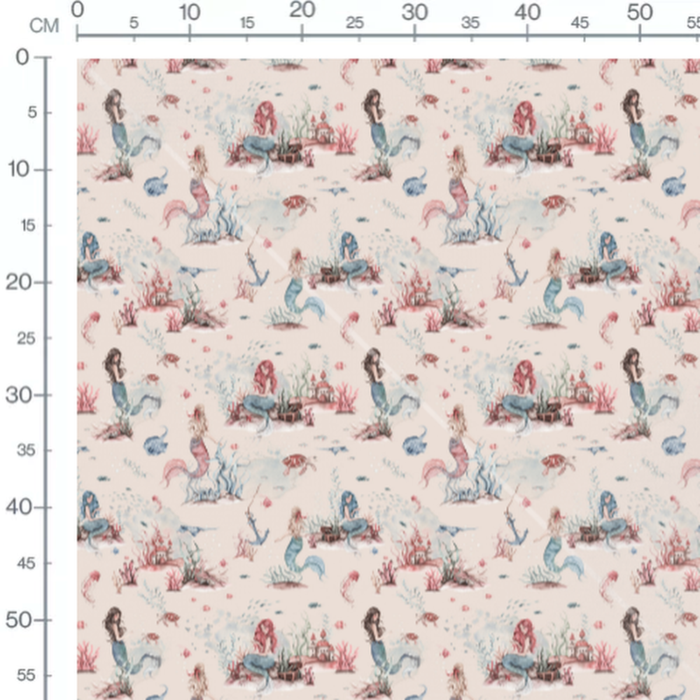 Tissu - Sirènes et trésors beige