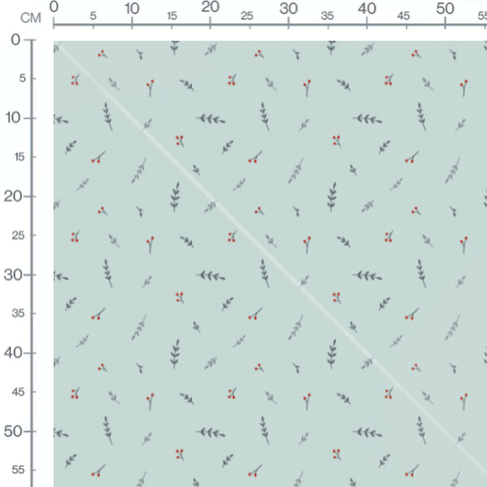 Tissu - Brindilles grises sur bleu clair