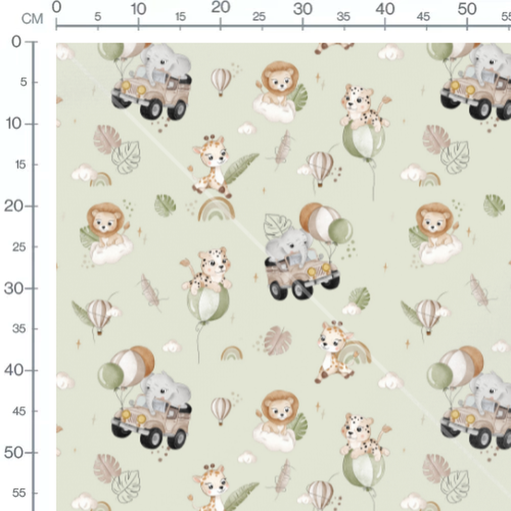 Tissu - Animaux safari pastel