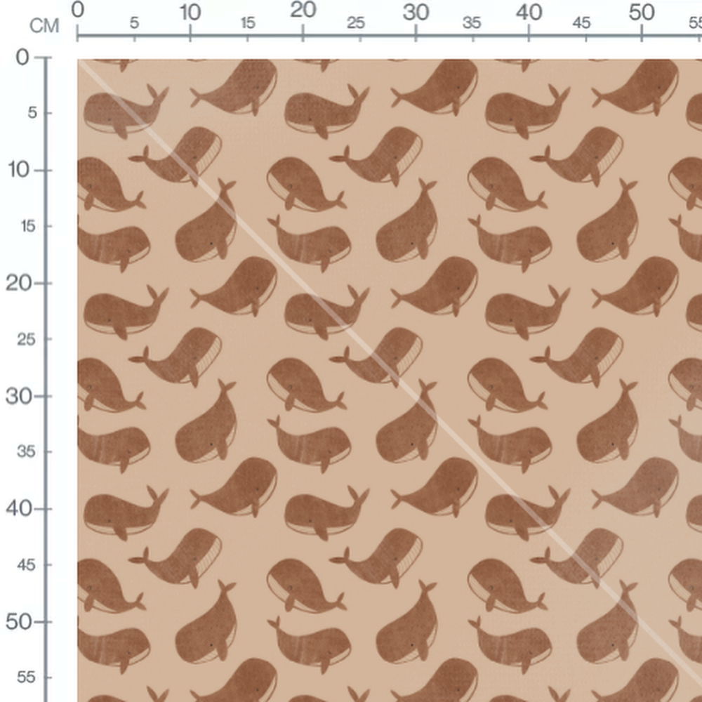 Tissu - Baleines marron sur beige