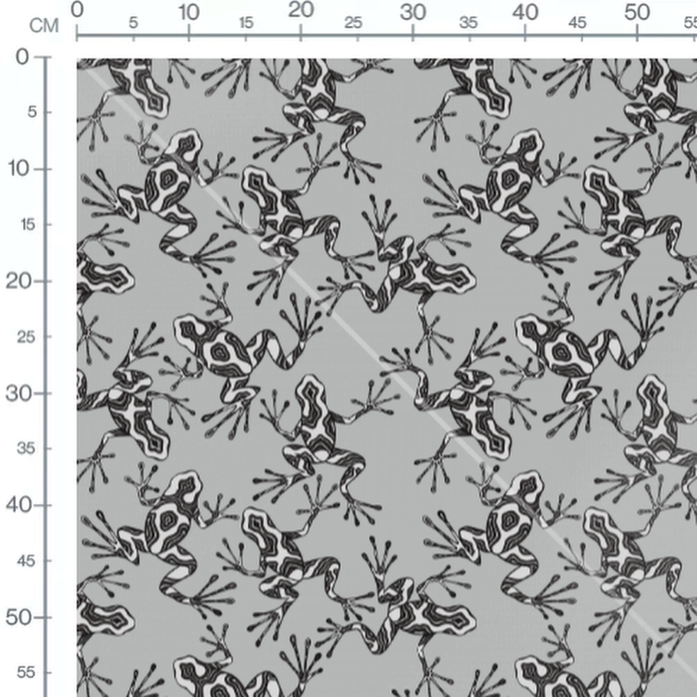 Tissu - Grenouilles graphiques noires