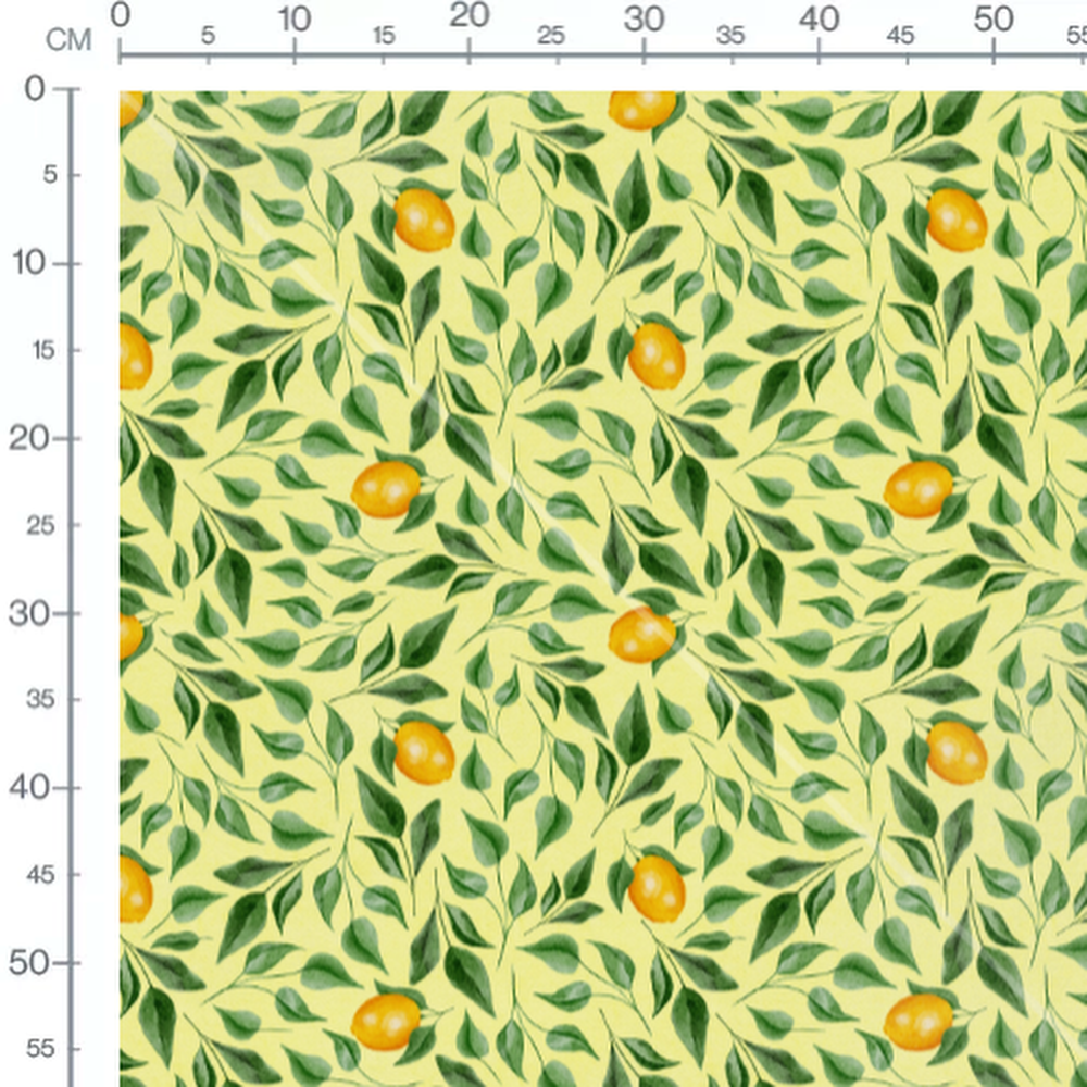 Tissu - Citrons et feuillage coloré