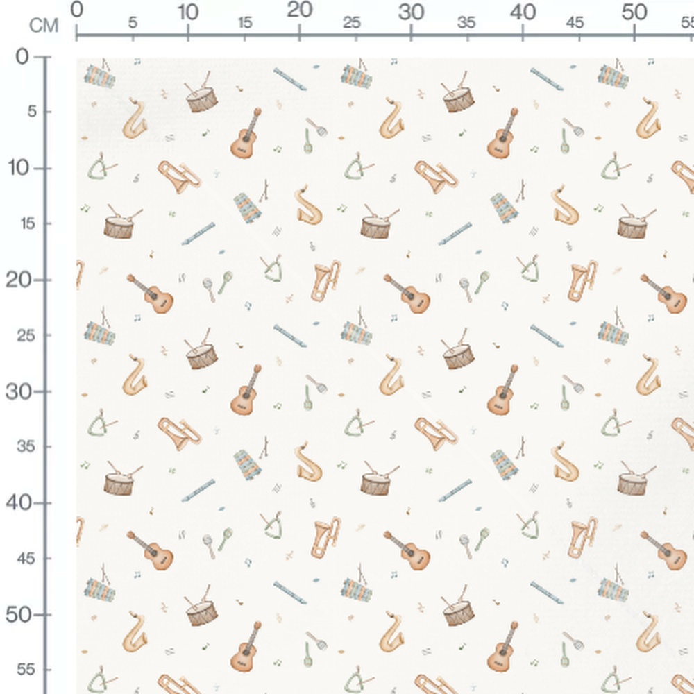 Tissu - Instruments variés en pastel