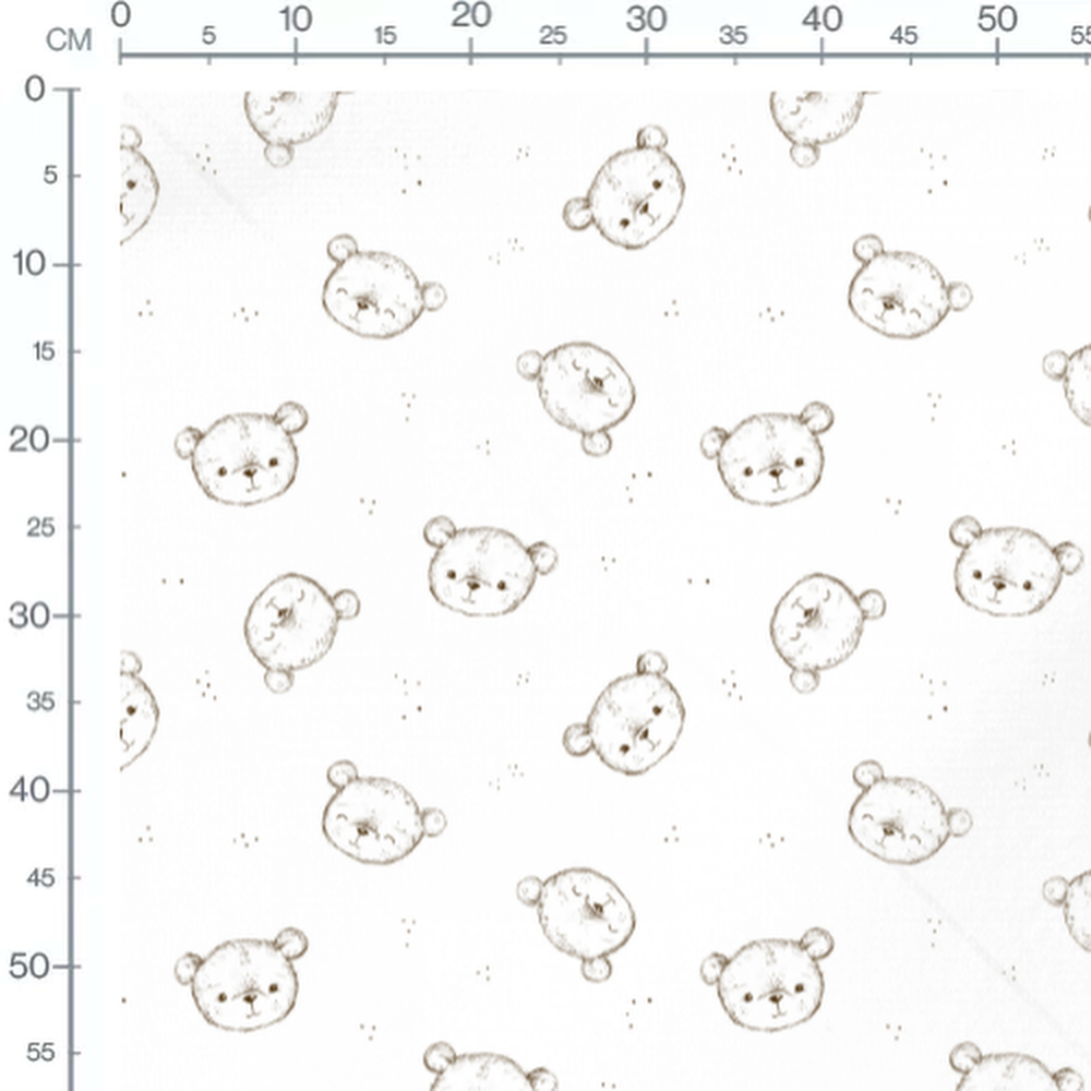 Tissu - Têtes d'oursons esquissées