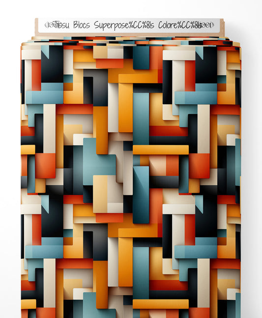 Tissu - Blocs Superposés Colorés