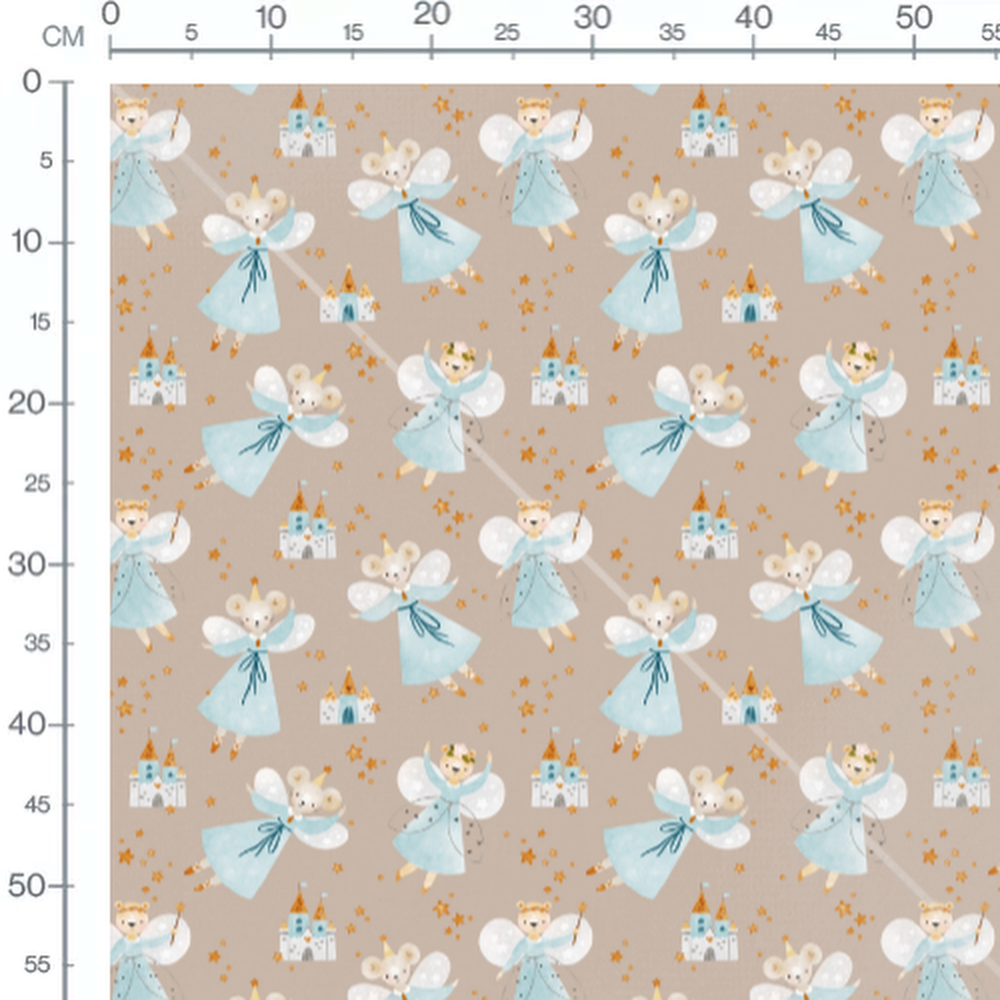 Tissu - Souris fées et châteaux