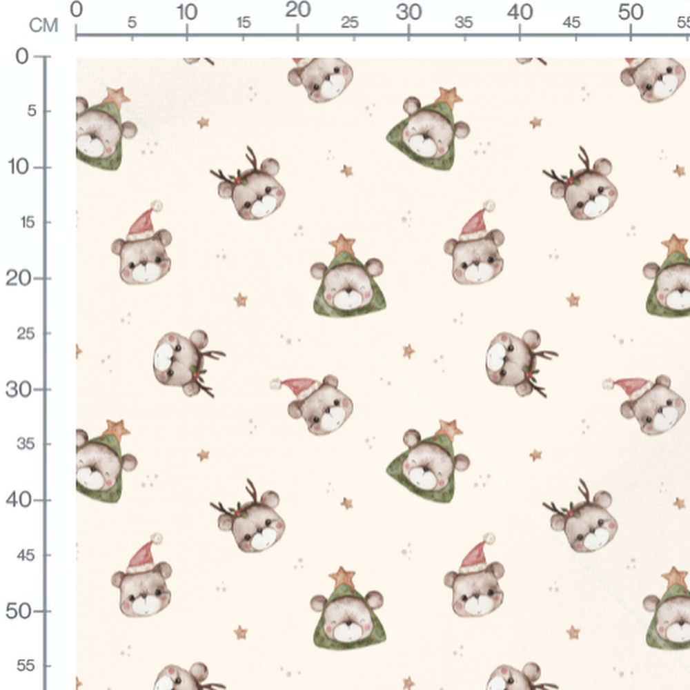 Tissu - Têtes d'ours festives