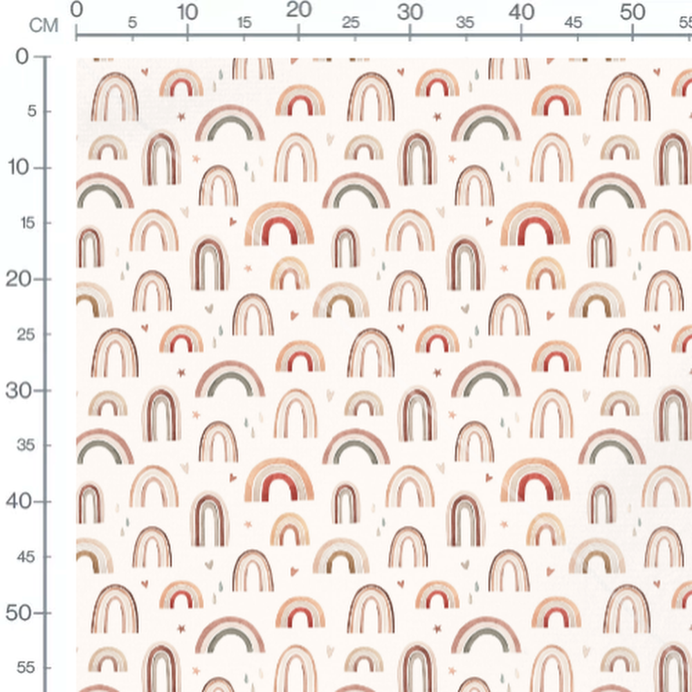 Tissu - Arcs-en-ciel et formes pastel