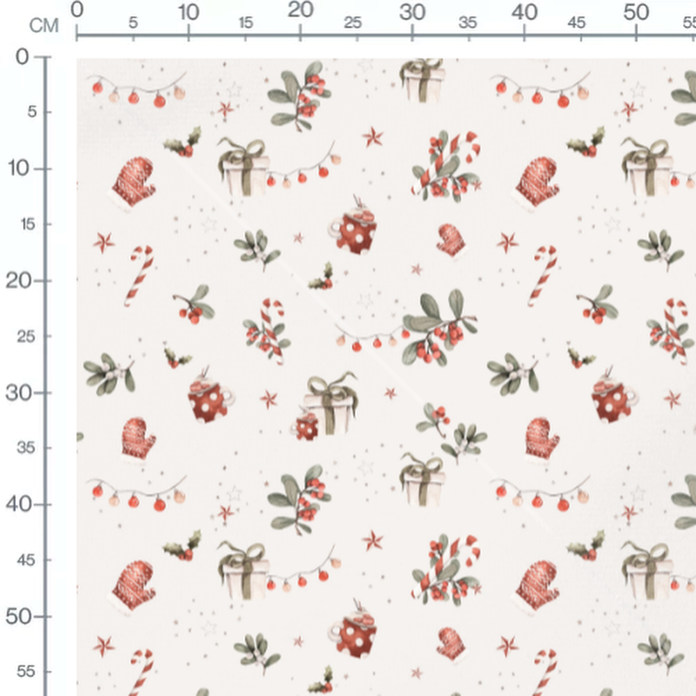 Tissu - Cadeaux et étoiles grises