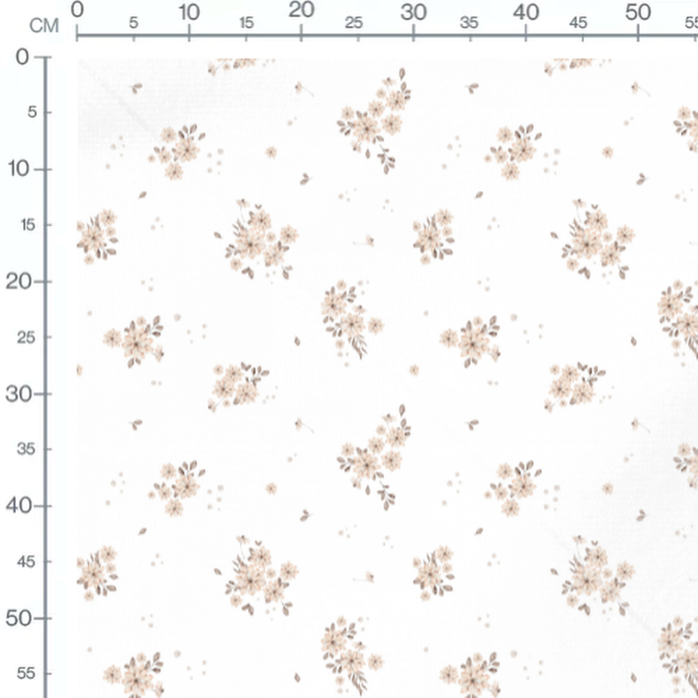 Tissu - Fleurs beiges sur blanc