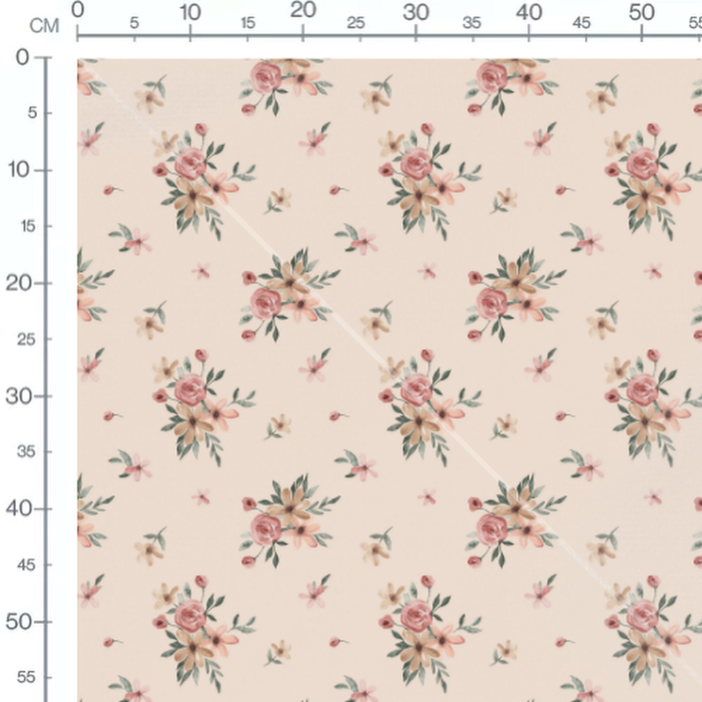 Tissu - Fleurs et bourgeons délicats
