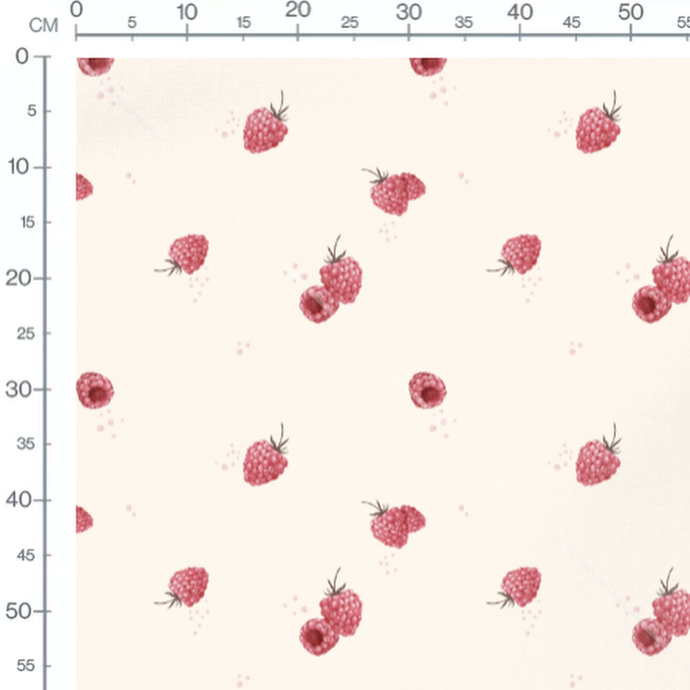 Tissu - Framboises sur fond crème