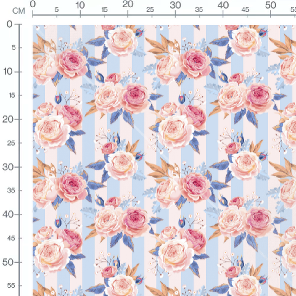 Tissu - Roses et feuillages pastel