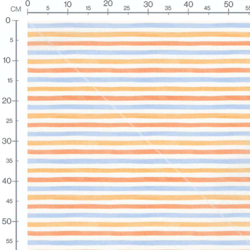Tissu - Rayures bleues et orange