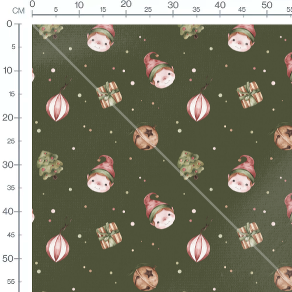 Tissu - Lutins et sapins colorés