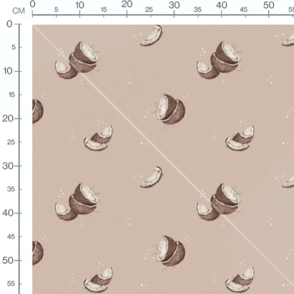 Tissu - Noix de coco sur beige éclatées