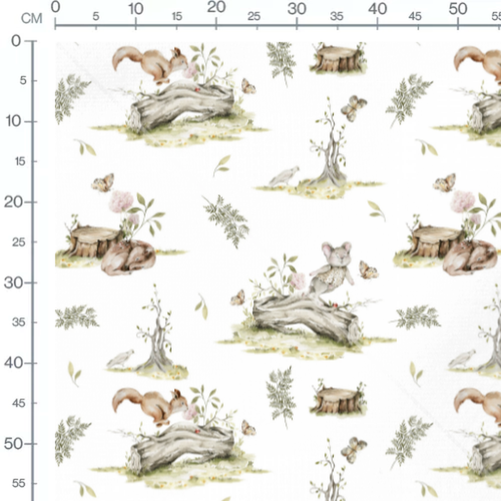 Tissu - Animaux sur troncs d'arbres