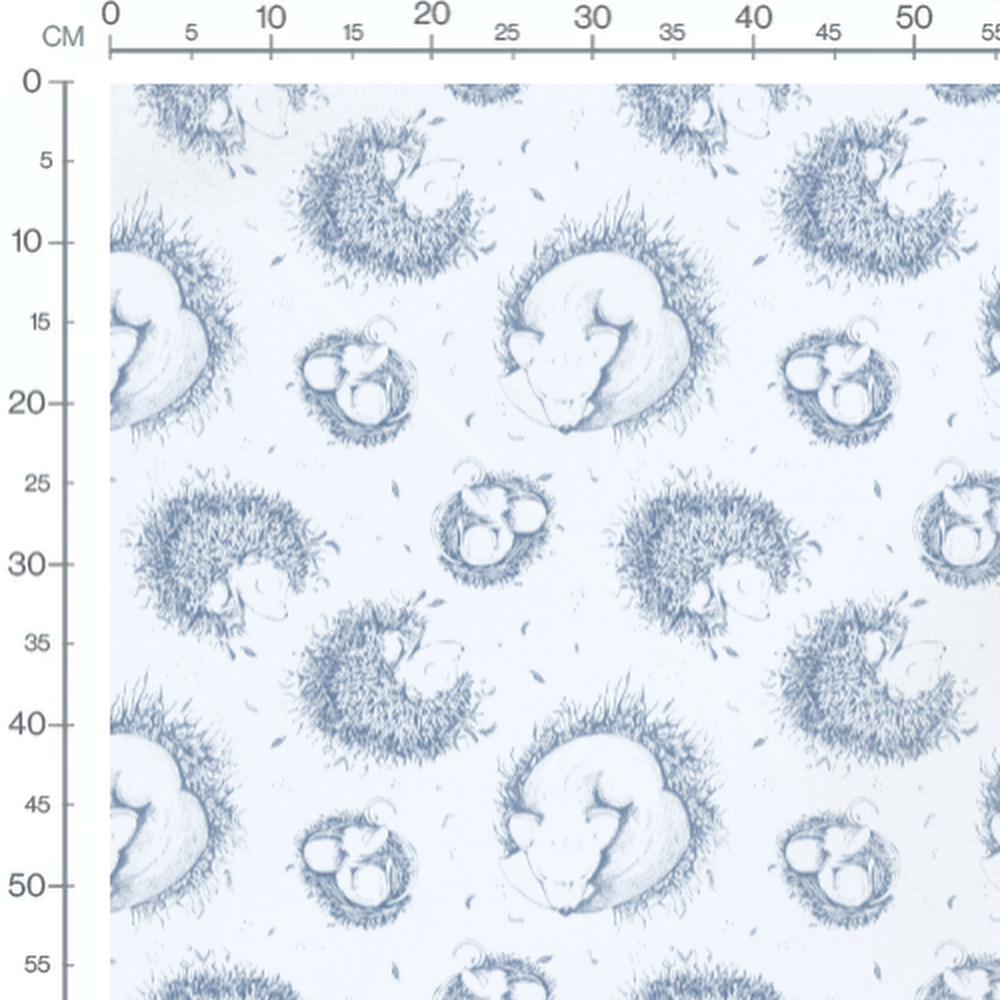 Tissu - Hérissons bleus sur fond clair