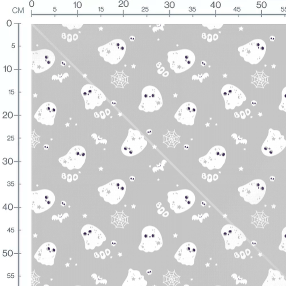 Tissu - Fantômes et toiles sur gris