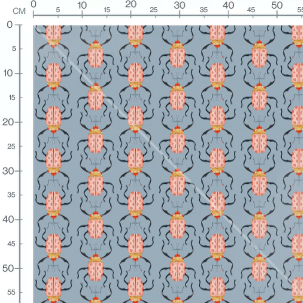Tissu - Coléoptères roses ovales