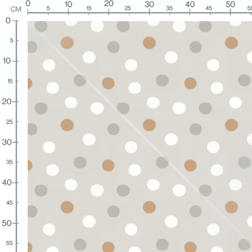 Tissu - Pois blancs et gris sur beige